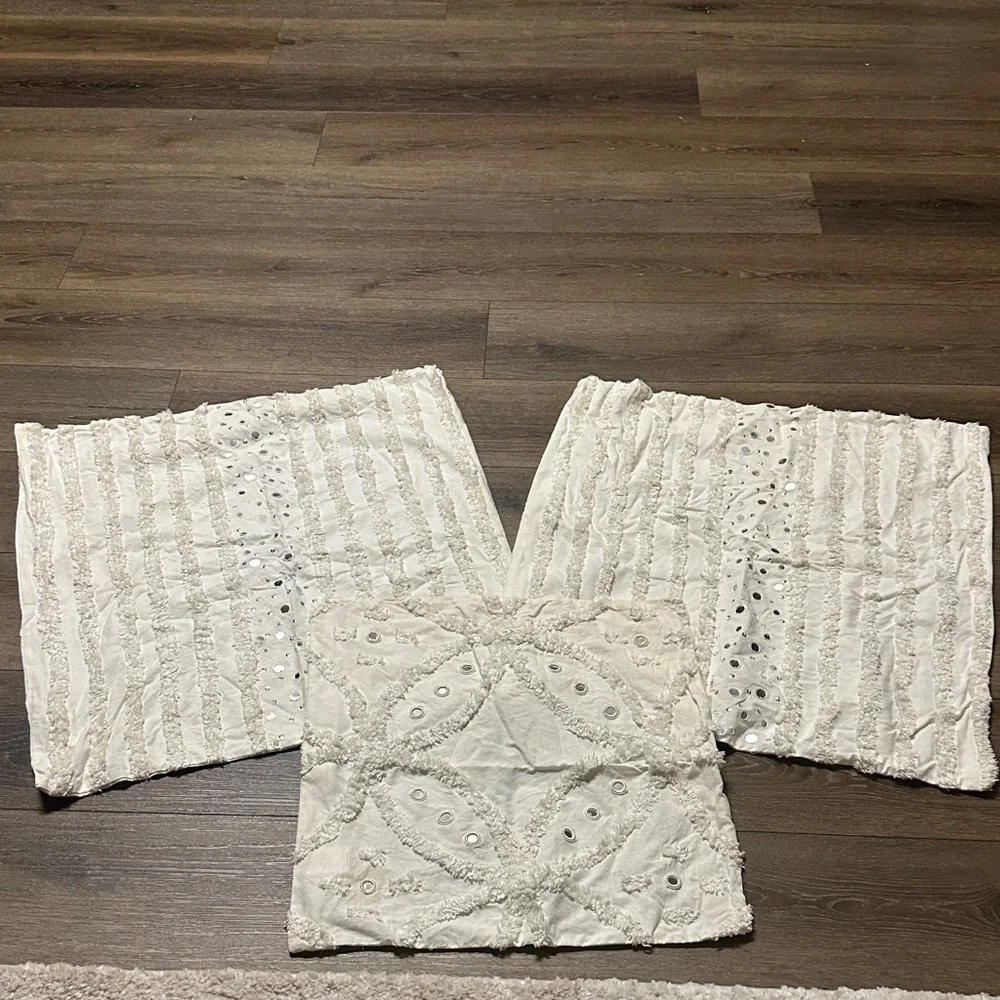 West Elm Elegant White Textured Pillow Covers